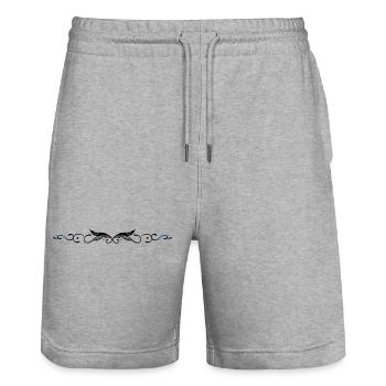Feder, filigranes Tribal Ornament. - Stanley/Stella Unisex Bio Joggingshorts Trainer  - Grau meliert - Vorne - Nik (191cm) & Marisol (170cm)