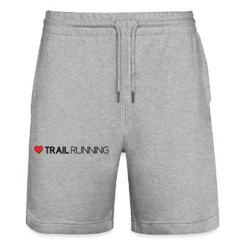 I Love Trail Running - Stanley/Stella Trainer Unisex Organic Jogging Shorts - heather grey - Front - Nik (191cm) & Marisol (170cm)