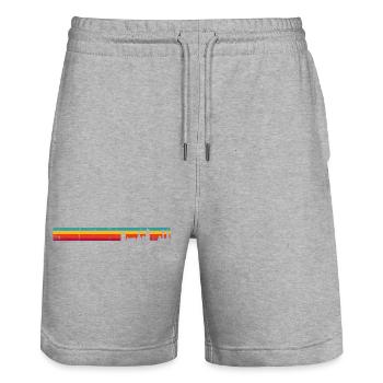 Rétro Skyline Sunset Stripes - Short de jogging bio TRAINER Stanley/Stella unisexe - gris chiné - Devant - Nik (191cm) & Marisol (170cm)