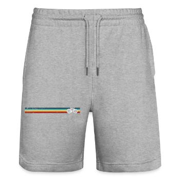 Conception de vélo à rayures arc-en-ciel - Short de jogging bio TRAINER Stanley/Stella unisexe - gris chiné - Devant - Nik (191cm) & Marisol (170cm)