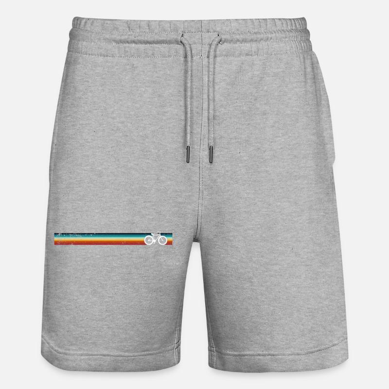 Rainbow Stripe Bicycle Design - Stanley/Stella Trainer Unisex Organic Jogging Shorts - heather grey