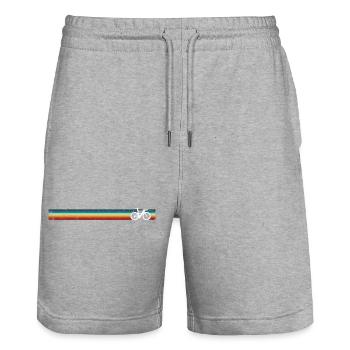 Vélo rétro sur des rayures arc-en-ciel - Short de jogging bio TRAINER Stanley/Stella unisexe - gris chiné - Devant - Nik (191cm) & Marisol (170cm)