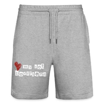 J’adore mon petit ami chaud - Short de jogging bio TRAINER Stanley/Stella unisexe - gris chiné - Devant - Nik (191cm) & Marisol (170cm)