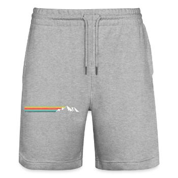 Mountain Ridge Rainbow Stripes - Stanley/Stella Trainer Unisex Organic Jogging Shorts - heather grey - Front - Nik (191cm) & Marisol (170cm)