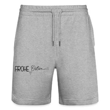 Frohe Ostern ❤️🐰 - Stanley/Stella Unisex Bio Joggingshorts Trainer  - Grau meliert - Vorne - Nik (191cm) & Marisol (170cm)
