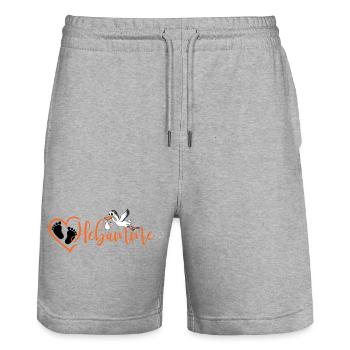 Hebamme - Stanley/Stella Unisex Bio Joggingshorts Trainer  - Grau meliert - Vorne - Nik (191cm) & Marisol (170cm)