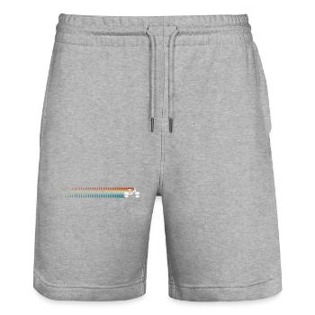 Striped Horizon Silhouette - Stanley/Stella Trainer Unisex Organic Jogging Shorts - heather grey - Front - Nik (191cm) & Marisol (170cm)