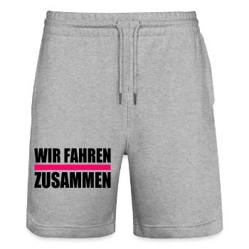 Wir fahren zusammen - Stanley/Stella Unisex Bio Joggingshorts Trainer  - Grau meliert - Vorne - Nik (191cm) & Marisol (170cm)