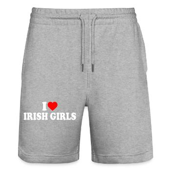 I love irish girls - Short de jogging bio TRAINER Stanley/Stella unisexe - gris chiné - Devant - Nik (191cm) & Marisol (170cm)