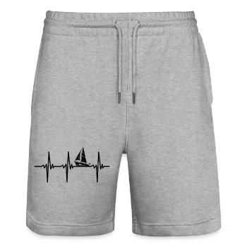 Heartbeat for elegant sailboats and good wind - Stanley/Stella Trainer Unisex Organic Jogging Shorts - heather grey - Front - Nik (191cm) & Marisol (170cm)