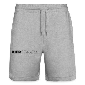 Biersexuell - Stanley/Stella Unisex Bio Joggingshorts Trainer  - Grau meliert - Vorne - Nik (191cm) & Marisol (170cm)