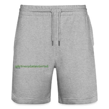 Gärtnerplatzviertel Munich district - Stanley/Stella Trainer Unisex Organic Jogging Shorts - heather grey - Front - Nik (191cm) & Marisol (170cm)