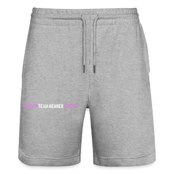 Team Member Heart Love - Stanley/Stella Trainer Unisex Organic Jogging Shorts - heather grey - Front - Nik (191cm) & Marisol (170cm)