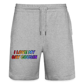 Ich liebe meinen schwulen Cousin - Stanley/Stella Unisex Bio Joggingshorts Trainer  - Grau meliert - Vorne - Nik (191cm) & Marisol (170cm)