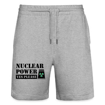 Nuclear Power Yes Please - Pro Clean Energy - Stanley/Stella Trainer Unisex Organic Jogging Shorts - heather grey - Front - Nik (191cm) & Marisol (170cm)