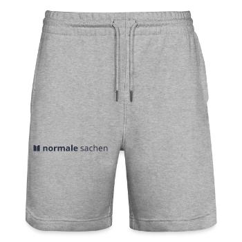 Normal Stuff Logo Blue - Stanley/Stella Trainer Unisex Organic Jogging Shorts - heather grey - Front - Nik (191cm) & Marisol (170cm)