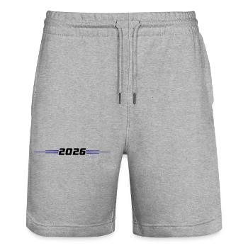2026 - Stanley/Stella Trainer Unisex Organic Jogging Shorts - heather grey - Front - Nik (191cm) & Marisol (170cm)