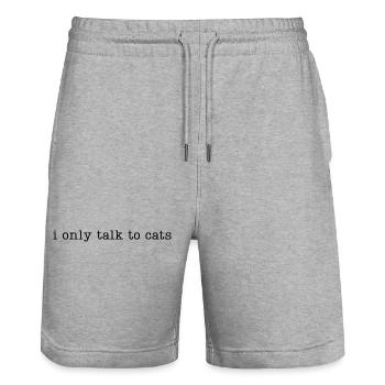 Ich spreche nur mit Katzen - Stanley/Stella Unisex Bio Joggingshorts Trainer  - Grau meliert - Vorne - Nik (191cm) & Marisol (170cm)