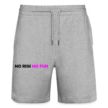 No Risk No Fun - Stanley/Stella Trainer Unisex Organic Jogging Shorts - heather grey - Front - Nik (191cm) & Marisol (170cm)