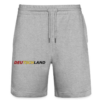 Deutsche Farben Fanshirt - Stanley/Stella Unisex Bio Joggingshorts Trainer  - Grau meliert - Vorne - Nik (191cm) & Marisol (170cm)
