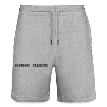 Game Over Rétro - Short de jogging bio TRAINER Stanley/Stella unisexe - gris chiné - Devant - Nik (191cm) & Marisol (170cm)