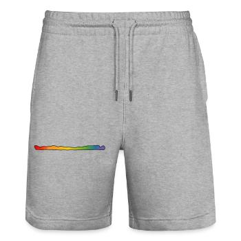 LGBT lgbtqi queer rainbow t-shirt - Stanley/Stella Trainer Unisex Organic Jogging Shorts - heather grey - Front - Nik (191cm) & Marisol (170cm)