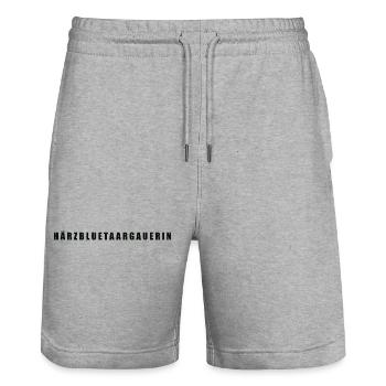 Härzbluetaargauerin Kanton Aargau - Stanley/Stella Unisex Bio Joggingshorts Trainer  - Grau meliert - Vorne - Nik (191cm) & Marisol (170cm)