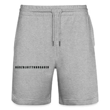 Härzbluetthurgauer Kanton Thurgau - Stanley/Stella Unisex Bio Joggingshorts Trainer  - Grau meliert - Vorne - Nik (191cm) & Marisol (170cm)
