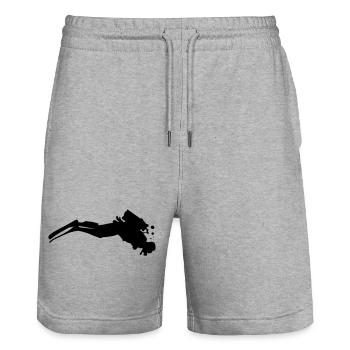 Plongeur avec des bulles sous l’eau - Short de jogging bio TRAINER Stanley/Stella unisexe - gris chiné - Devant - Nik (191cm) & Marisol (170cm)