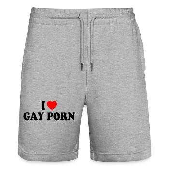 I love gay porn - Stanley/Stella Unisex Bio Joggingshorts Trainer  - Grau meliert - Vorne - Nik (191cm) & Marisol (170cm)