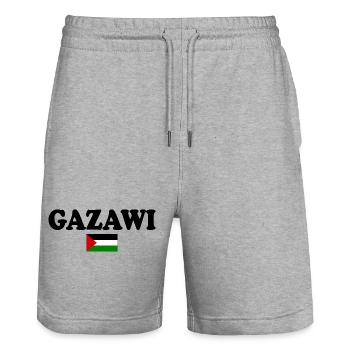 Gazawi gaza - Stanley/Stella Trainer Unisex Organic Jogging Shorts - heather grey - Front - Nik (191cm) & Marisol (170cm)