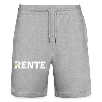 Rente - Ente Cartoon - Stanley/Stella Unisex Bio Joggingshorts Trainer  - Grau meliert - Vorne - Nik (191cm) & Marisol (170cm)