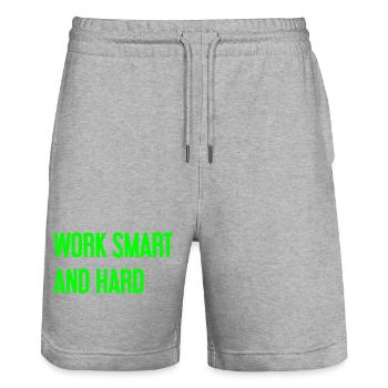 Work Smart and Hard – Erfolgs-Motto für Macher - Stanley/Stella Unisex Bio Joggingshorts Trainer  - Grau meliert - Vorne - Nik (191cm) & Marisol (170cm)
