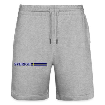 Drapeau Suédois de Sverige - Short de jogging bio TRAINER Stanley/Stella unisexe - gris chiné - Devant - Nik (191cm) & Marisol (170cm)