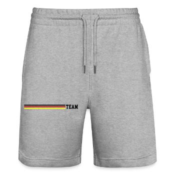 Drapeau de l’équipe Allemagne - Short de jogging bio TRAINER Stanley/Stella unisexe - gris chiné - Devant - Nik (191cm) & Marisol (170cm)