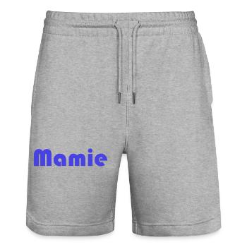OMA. MUTTERTAG. ALLES GUTE ZUM GEBURTSTAG OMA. ICH LIEBE DICH - Stanley/Stella Unisex Bio Joggingshorts Trainer  - Grau meliert - Vorne - Nik (191cm) & Marisol (170cm)