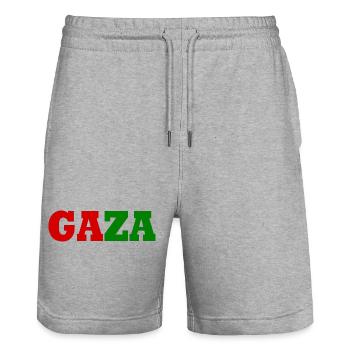 Free Gaza - Short de jogging bio TRAINER Stanley/Stella unisexe - gris chiné - Devant - Nik (191cm) & Marisol (170cm)