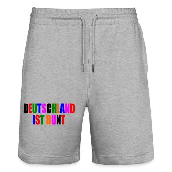 Deutschland ist bunt - Stanley/Stella Unisex Bio Joggingshorts Trainer  - Grau meliert - Vorne - Nik (191cm) & Marisol (170cm)