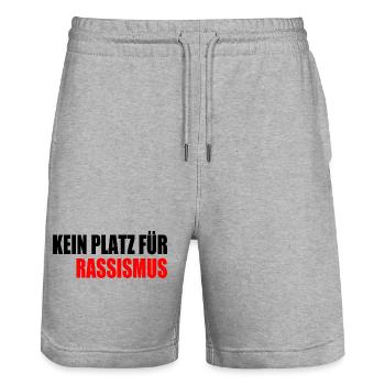 kein platz für rassismus - Stanley/Stella Unisex Bio Joggingshorts Trainer  - Grau meliert - Vorne - Nik (191cm) & Marisol (170cm)