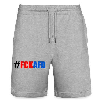 Fck afd - Stanley/Stella Unisex Bio Joggingshorts Trainer  - Grau meliert - Vorne - Nik (191cm) & Marisol (170cm)