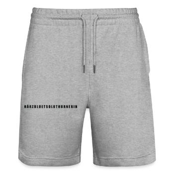 Härzbluetsolothurnerin Canton of Solothurn - Stanley/Stella Trainer Unisex Organic Jogging Shorts - heather grey - Front - Nik (191cm) & Marisol (170cm)