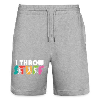 Je lance des trucs Lancer du disque Lancer du poids Piste & - Short de jogging bio TRAINER Stanley/Stella unisexe - gris chiné - Devant - Nik (191cm) & Marisol (170cm)