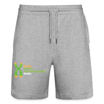 Best Extra Chromosome Ever Down Syndrome Awareness - Stanley/Stella Unisex Bio Joggingshorts Trainer  - Grau meliert - Vorne - Nik (191cm) & Marisol (170cm)