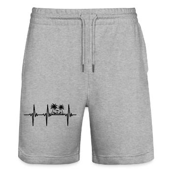 Battement de cœur pour la retraite sous la mer et les palmiers - Short de jogging bio TRAINER Stanley/Stella unisexe - gris chiné - Devant - Nik (191cm) & Marisol (170cm)
