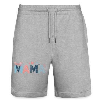 Mama - Stanley/Stella Unisex Bio Joggingshorts Trainer  - Grau meliert - Vorne - Nik (191cm) & Marisol (170cm)