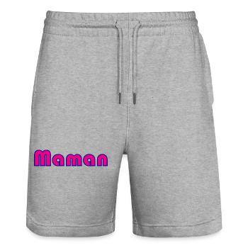 MAMAN. FÊTE DES MÈRES. BONNE FÊTE MAMAN. FETE - Short de jogging bio TRAINER Stanley/Stella unisexe - gris chiné - Devant - Nik (191cm) & Marisol (170cm)