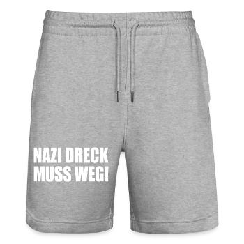 Nazis dreck muss weg - Stanley/Stella Unisex Bio Joggingshorts Trainer  - Grau meliert - Vorne - Nik (191cm) & Marisol (170cm)