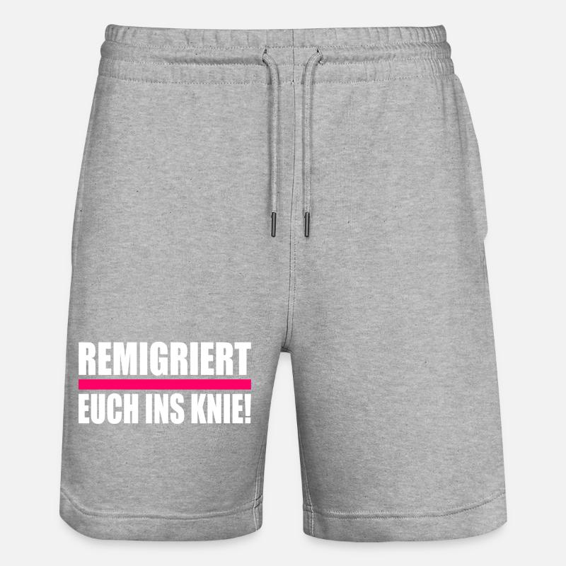 remigriert euch ins knie - Stanley/Stella Unisex Bio Joggingshorts Trainer - Grau meliert