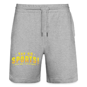 Non-fan de sport Go Sports Yay Sports - Short de jogging bio TRAINER Stanley/Stella unisexe - gris chiné - Devant - Nik (191cm) & Marisol (170cm)