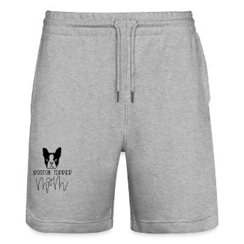 Dog Mom Boston Terrier - Stanley/Stella Unisex Bio Joggingshorts Trainer  - Grau meliert - Vorne - Nik (191cm) & Marisol (170cm)